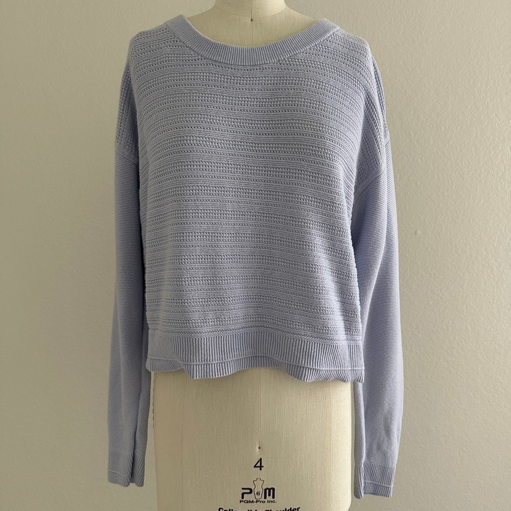Lululemon Nurture Nature Pullover Sweater Sz 4 Purple Textured Knit Boxy Crop